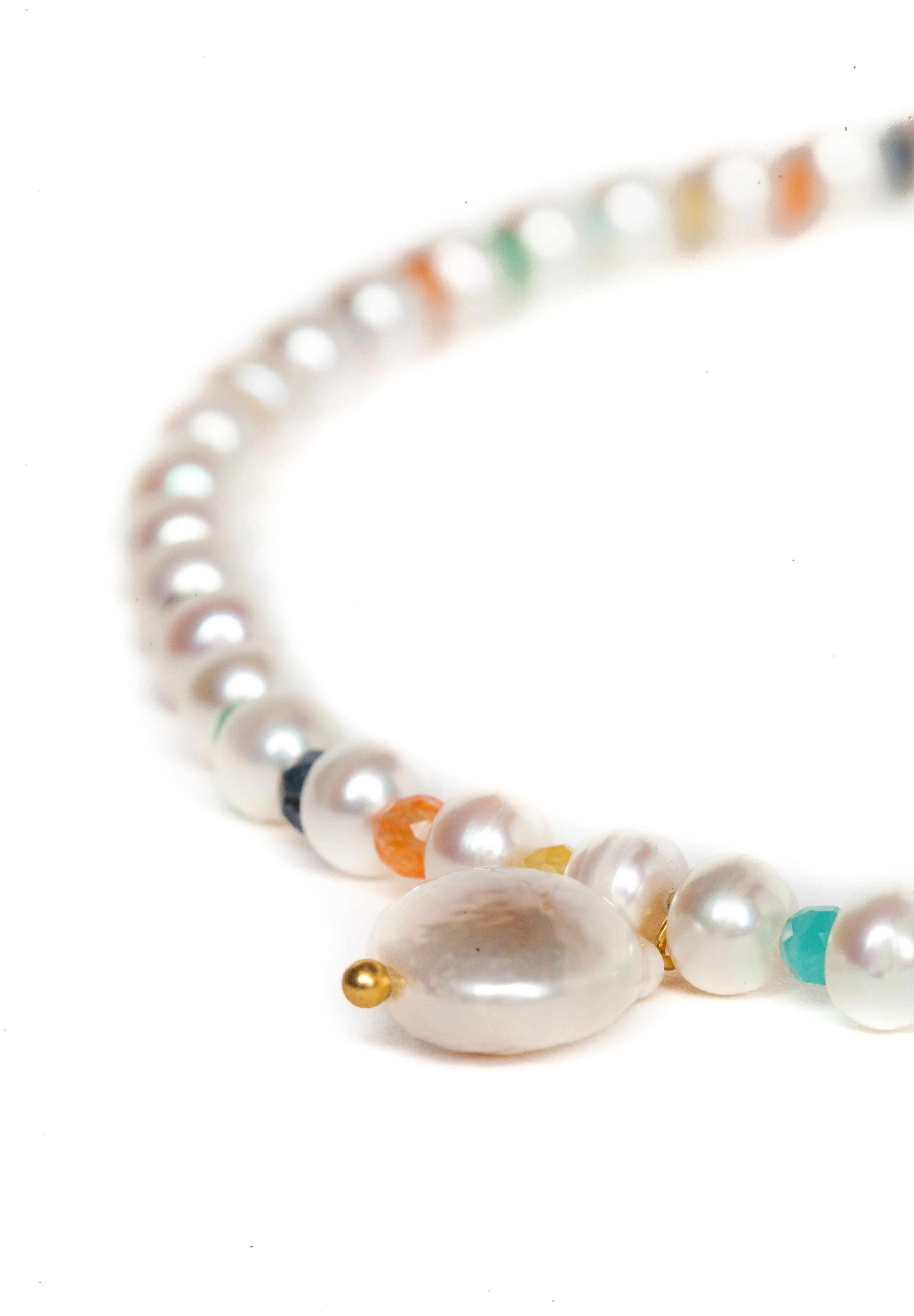 Fresh Water Pearl & Gemstone Necklace | Gold