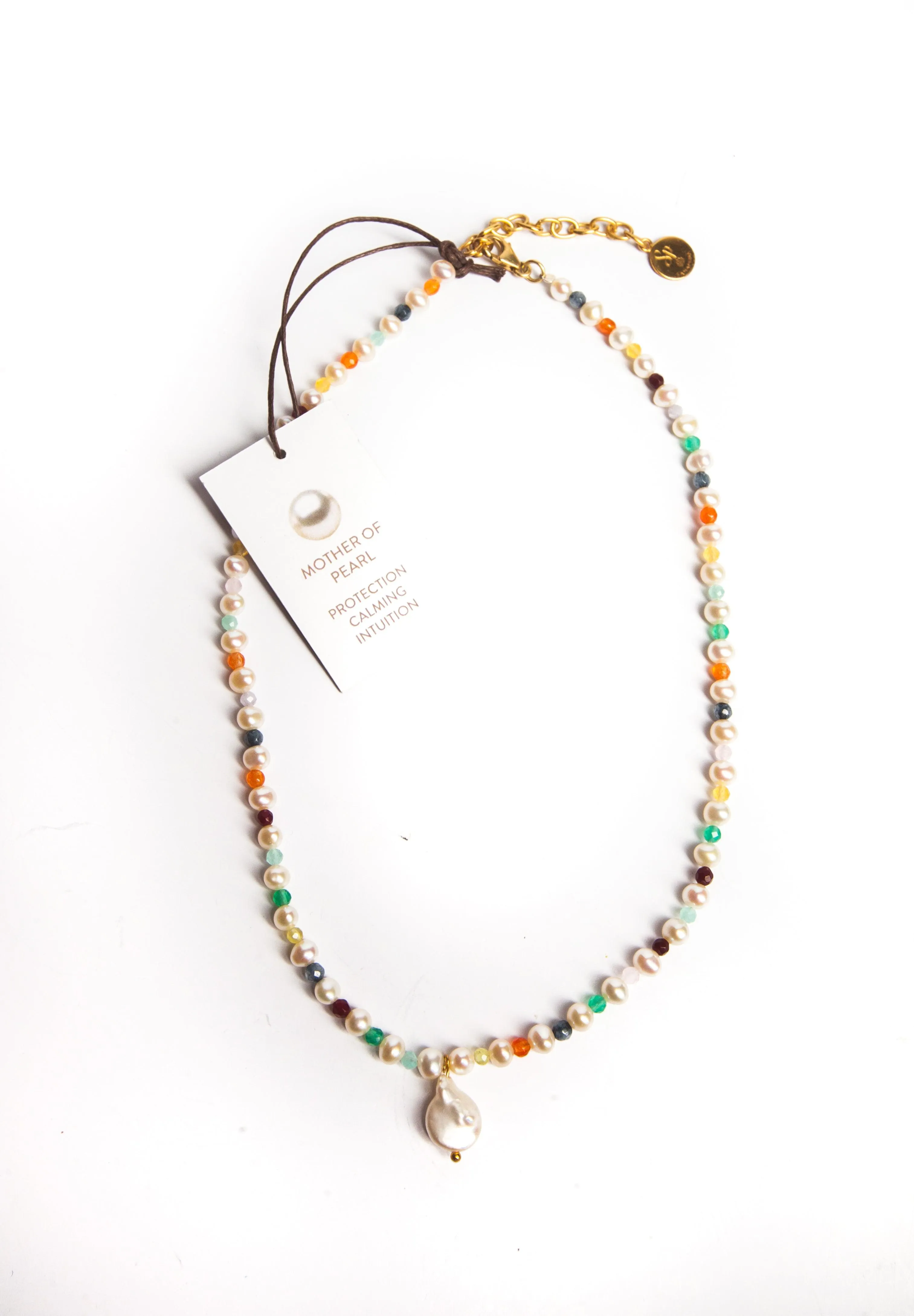 Fresh Water Pearl & Gemstone Necklace | Gold
