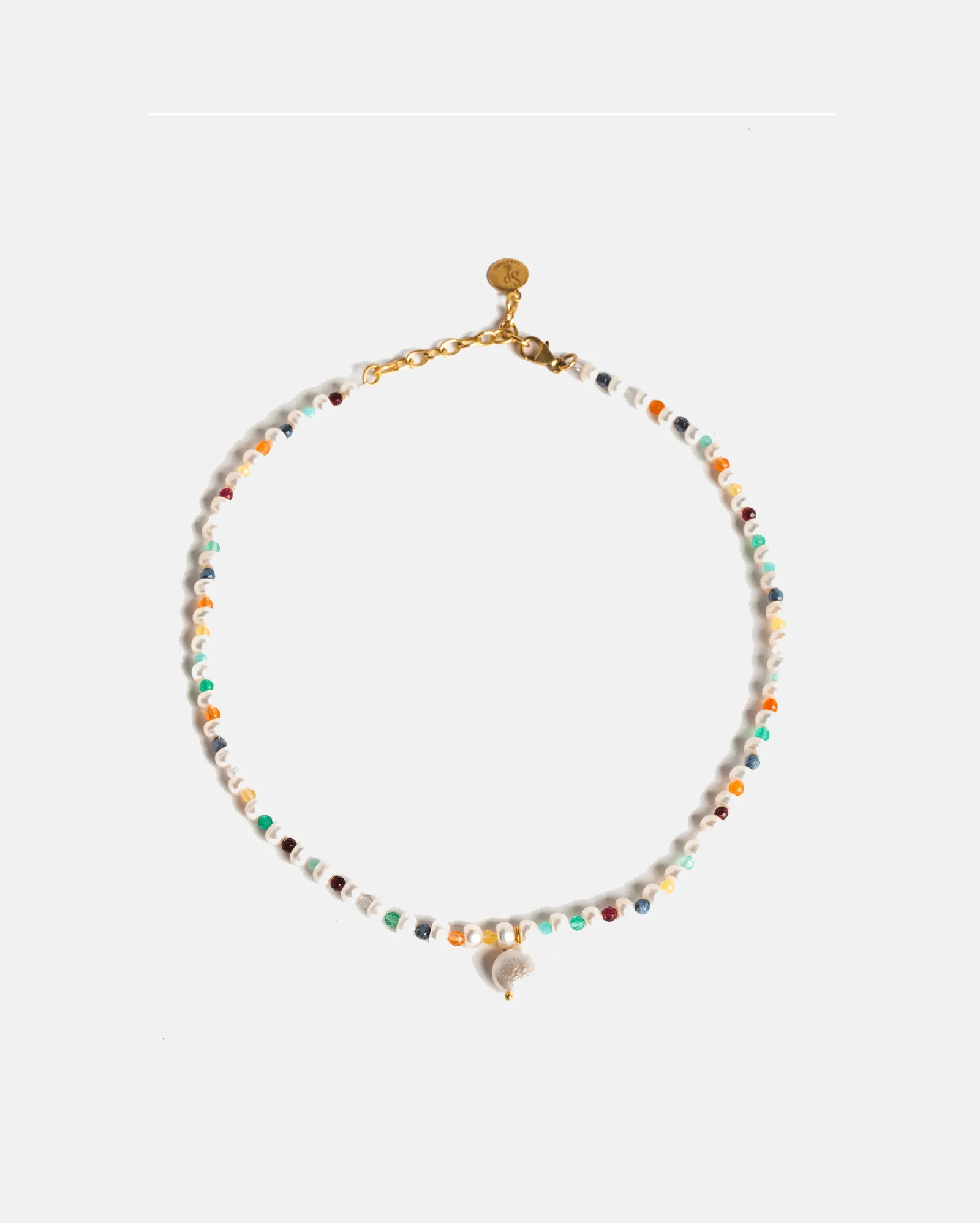 Fresh Water Pearl & Gemstone Necklace | Gold