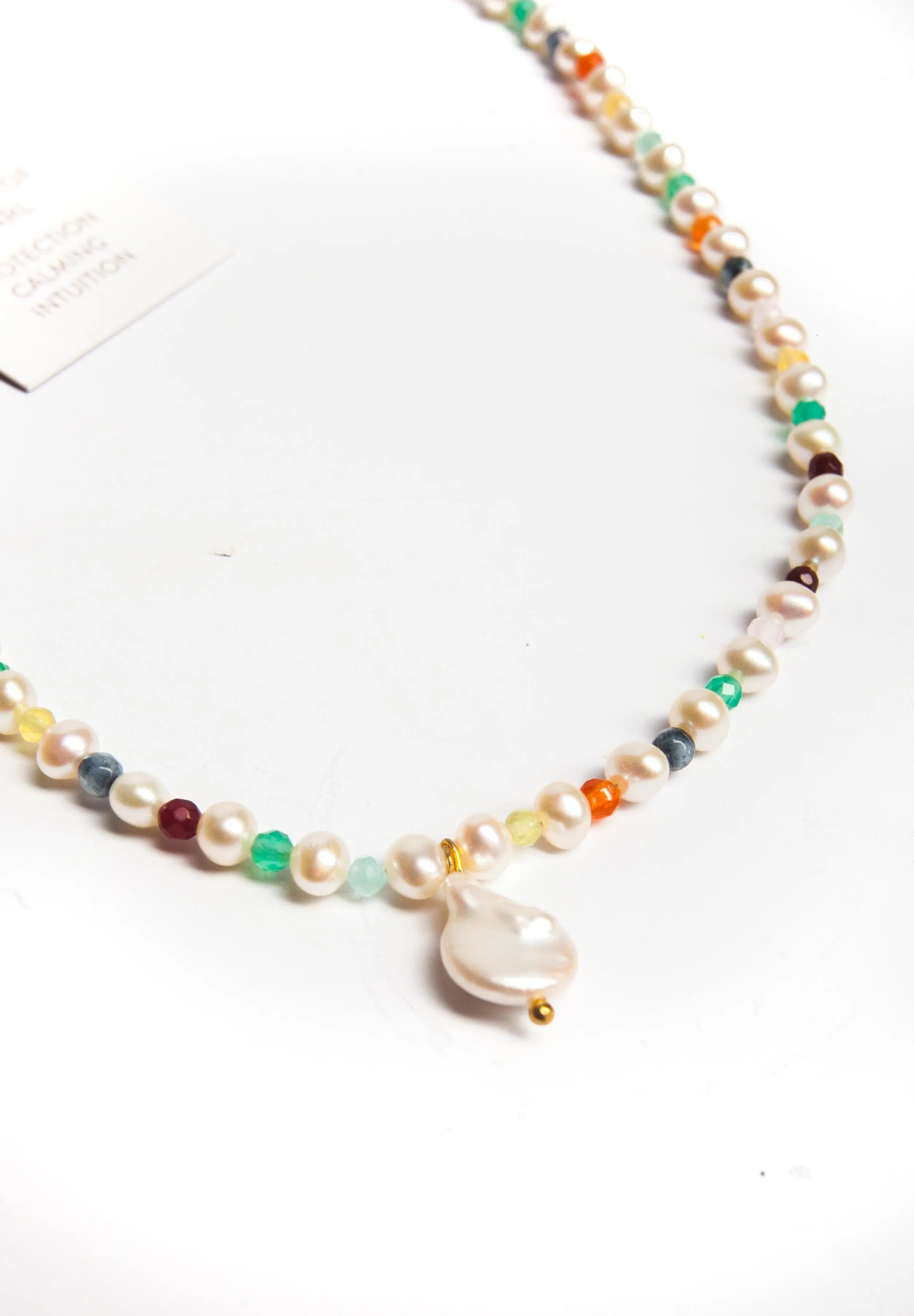 Fresh Water Pearl & Gemstone Necklace | Gold