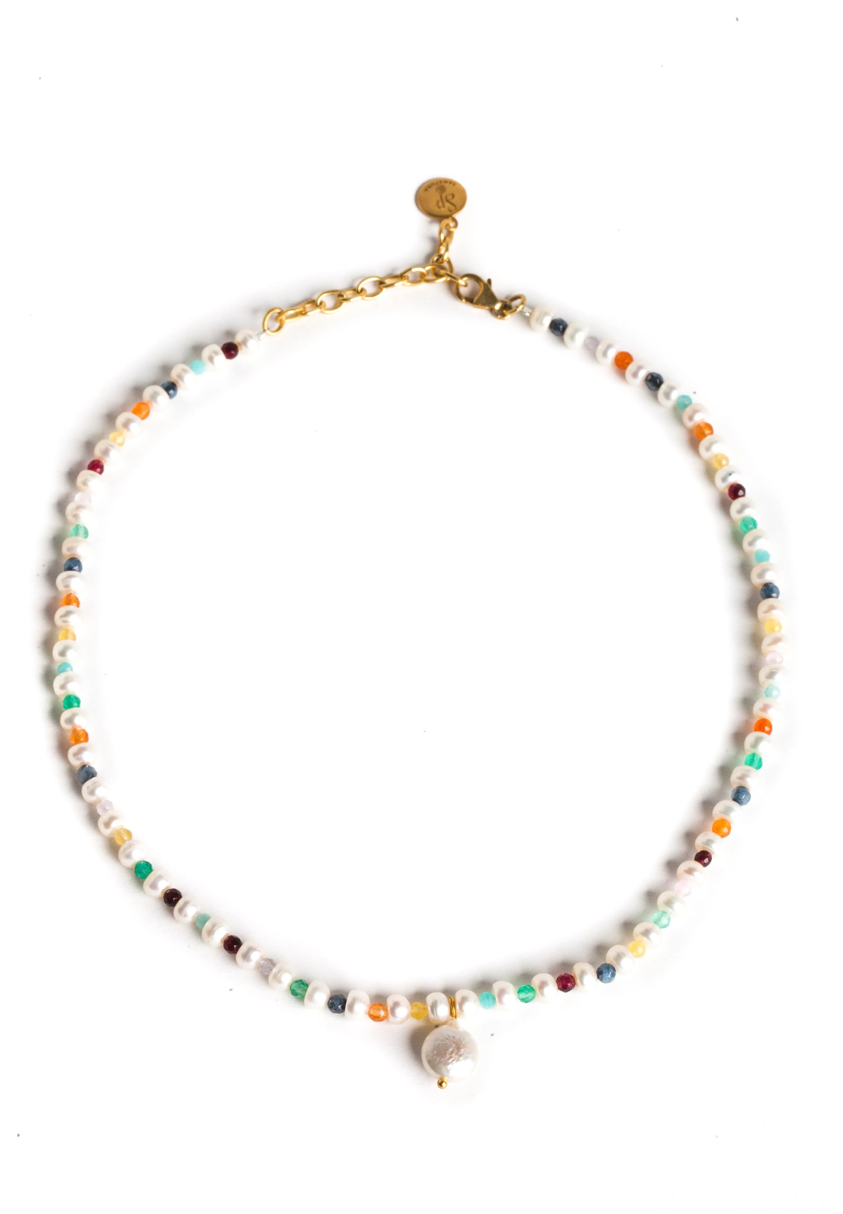 Fresh Water Pearl & Gemstone Necklace | Gold