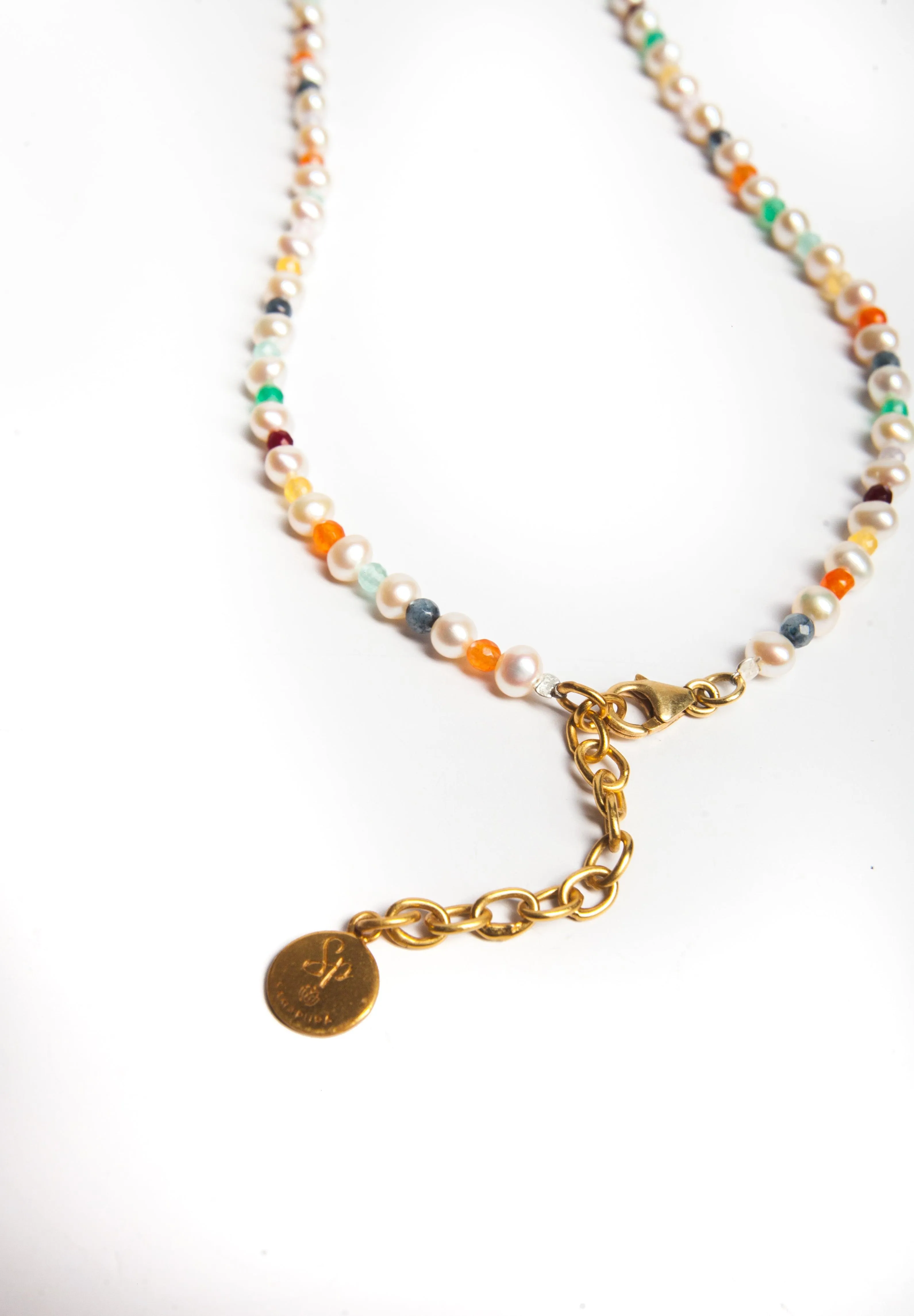 Fresh Water Pearl & Gemstone Necklace | Gold