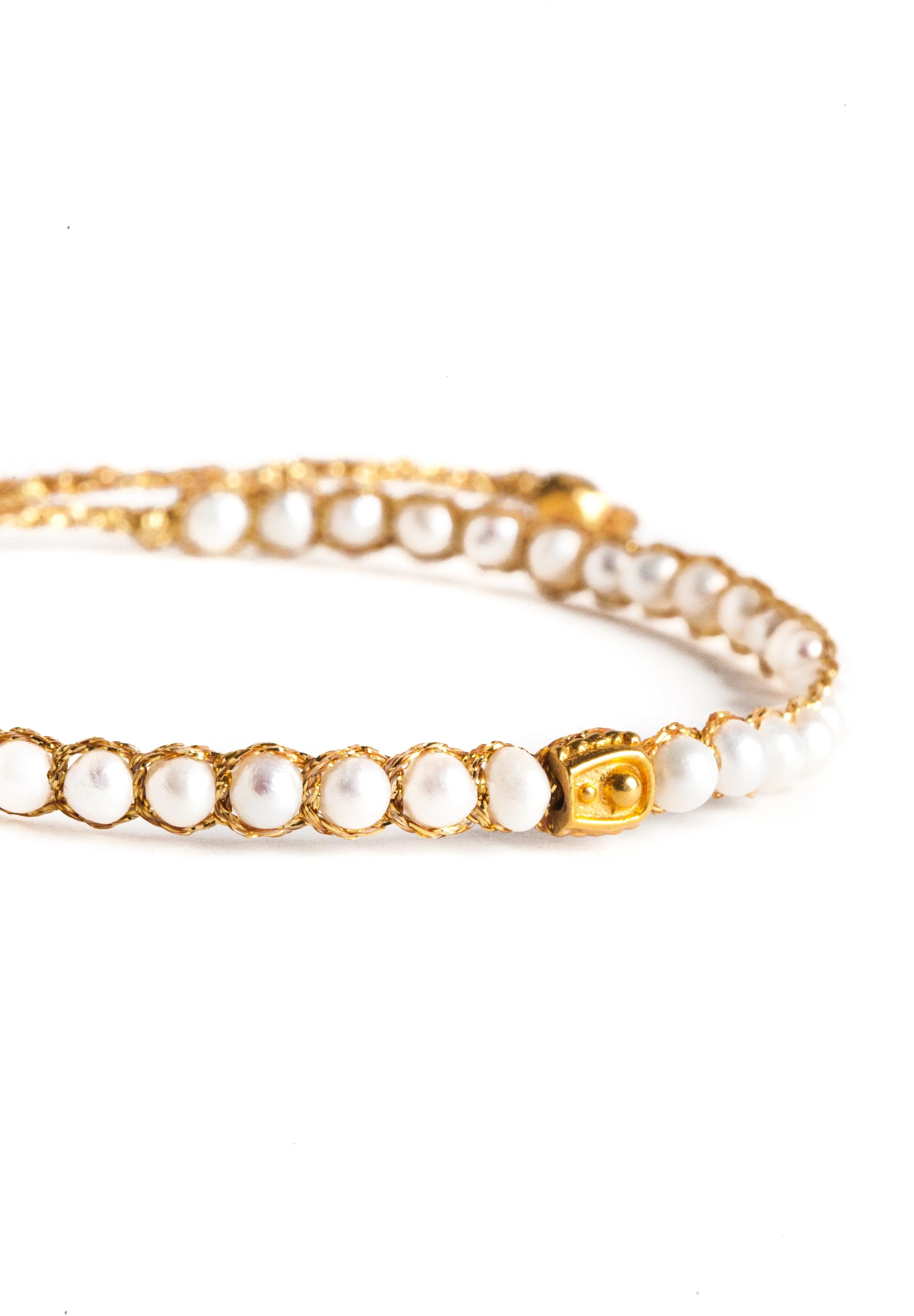 Fresh Water Pearl Round Bracelet | Gold
