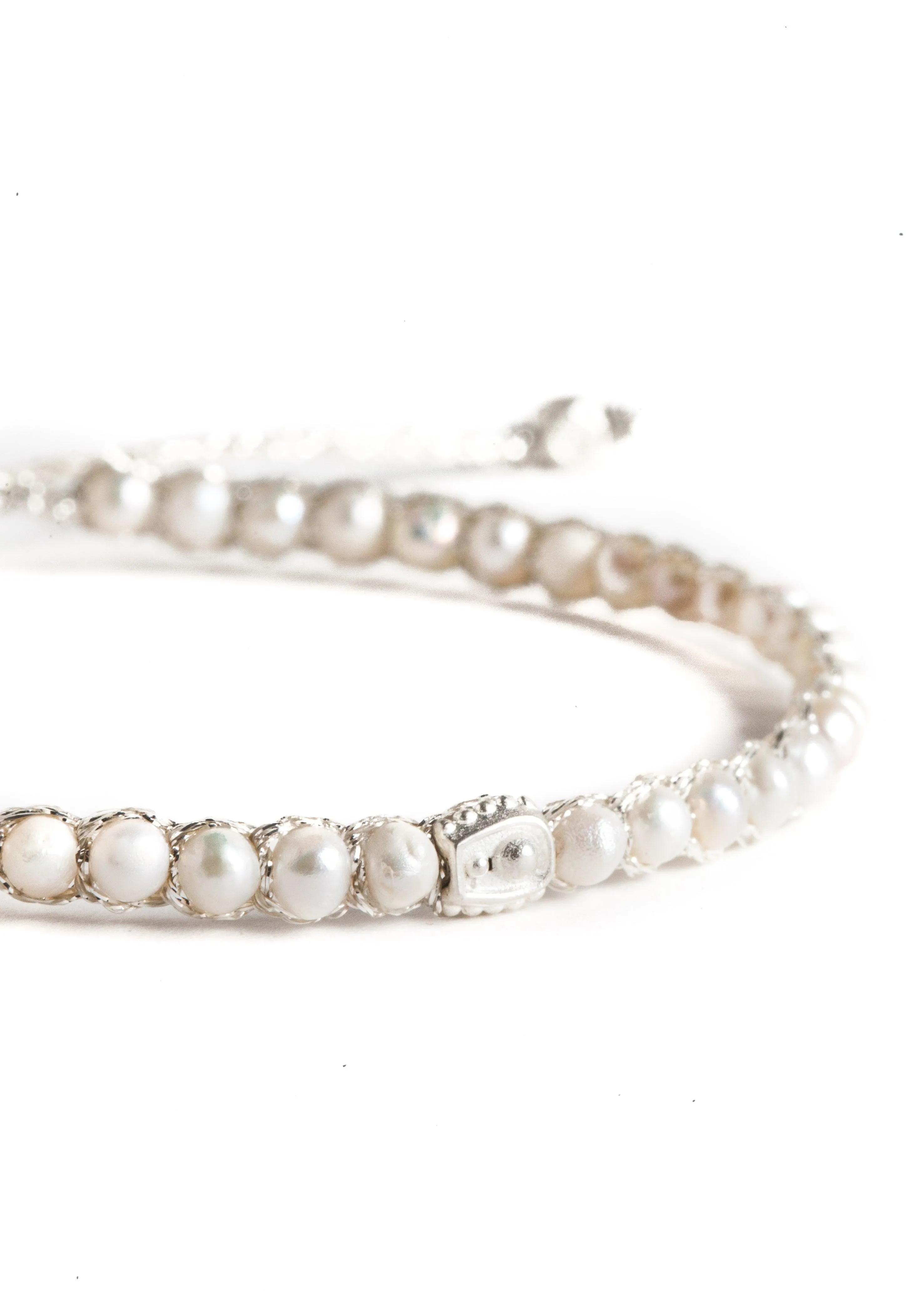 Fresh Water Pearl Round Bracelet | Silver