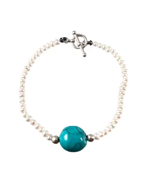 Freshwater Pearl & Turquoise Toggle Bracelet