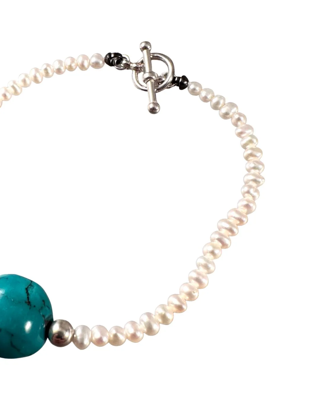 Freshwater Pearl & Turquoise Toggle Bracelet