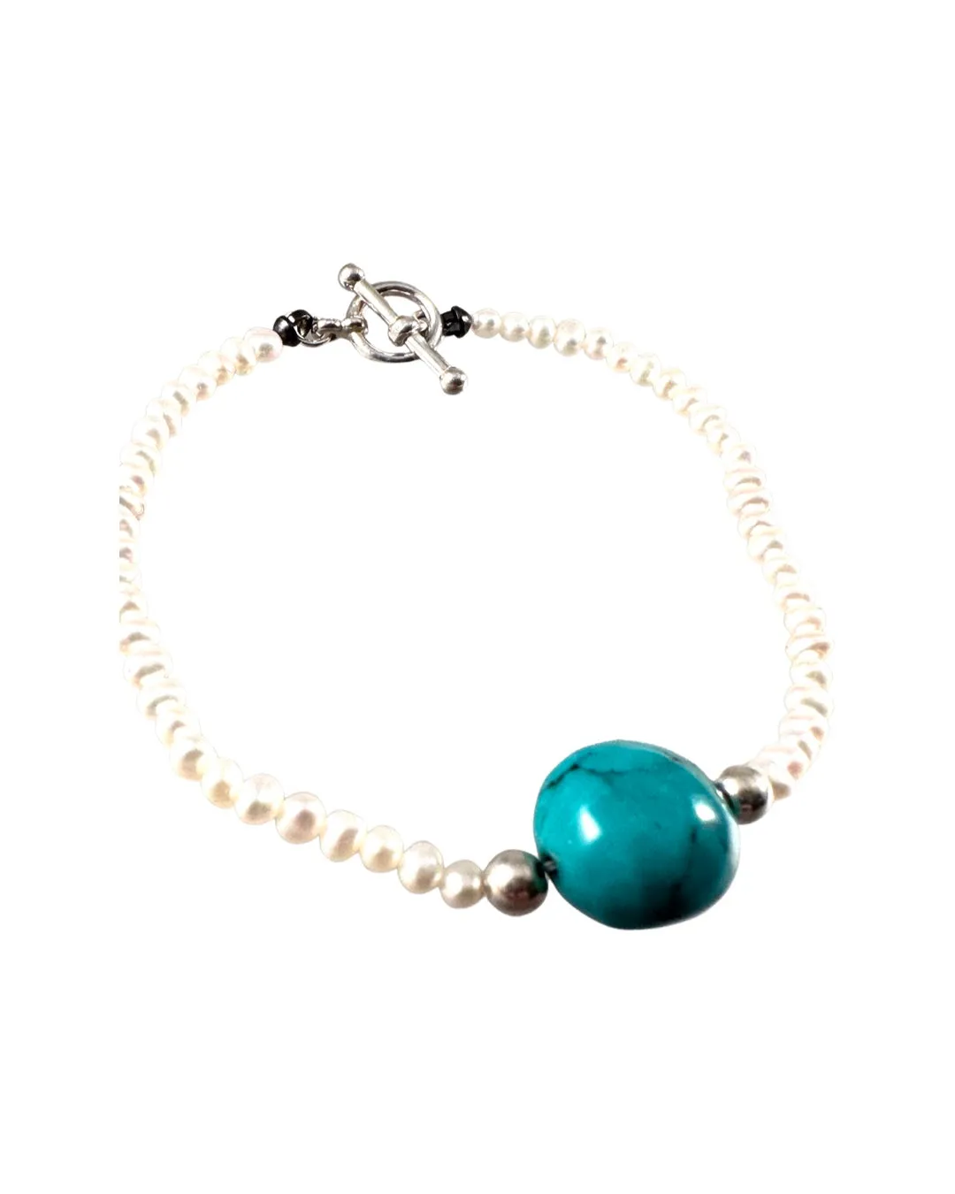 Freshwater Pearl & Turquoise Toggle Bracelet