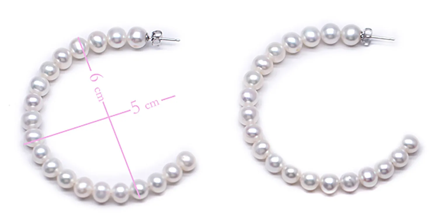 Freshwater Pearl Hoop Earrings 18K Gold Over Sterling Silver Post