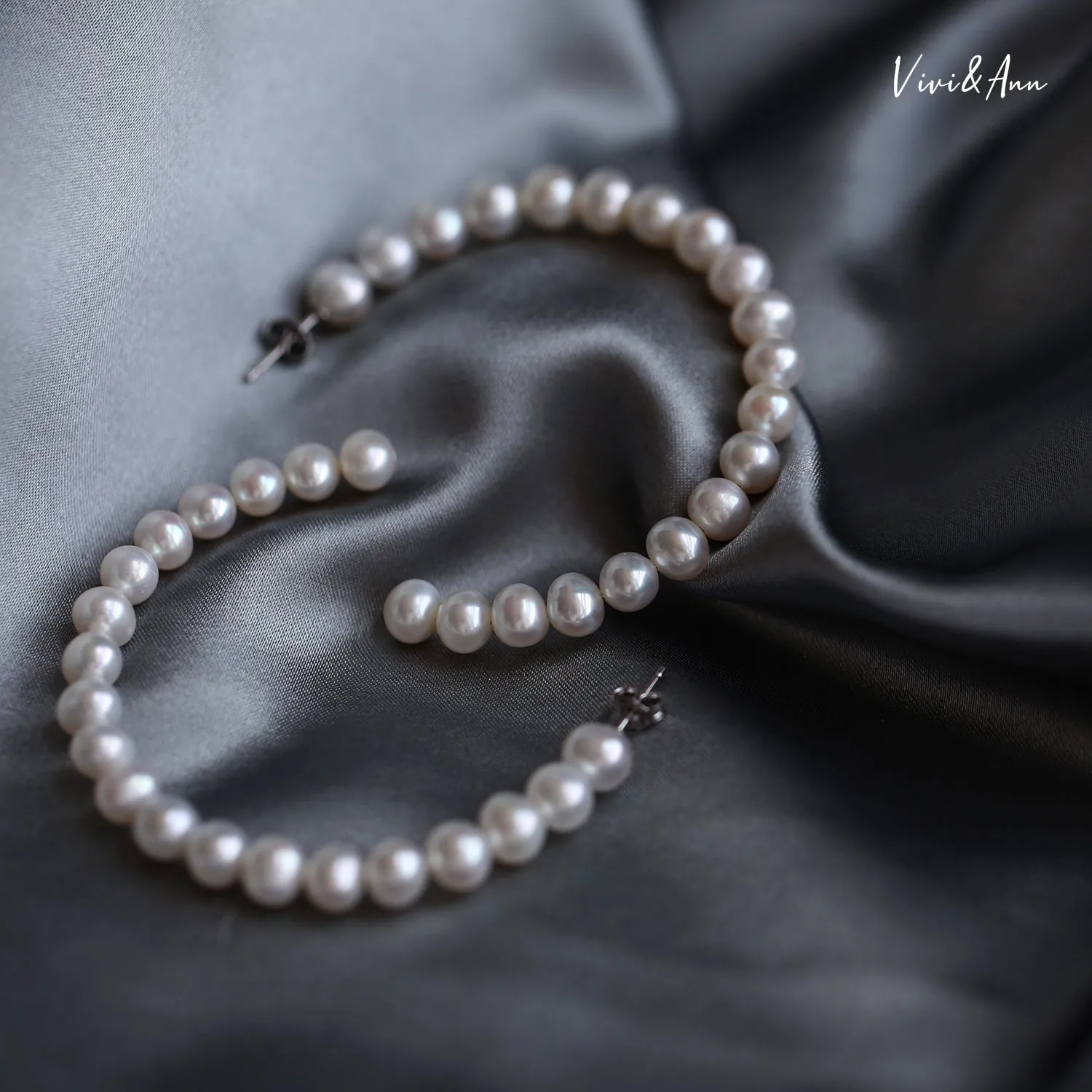 Freshwater Pearl Hoop Earrings 18K Gold Over Sterling Silver Post