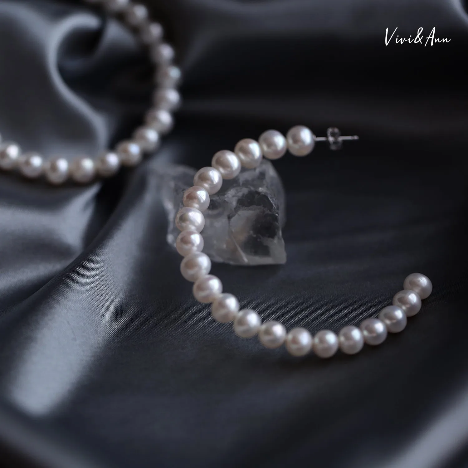 Freshwater Pearl Hoop Earrings 18K Gold Over Sterling Silver Post