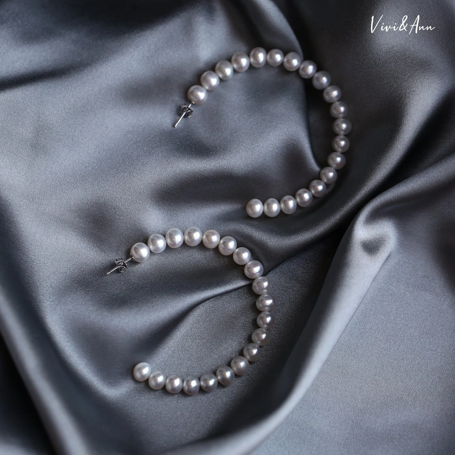 Freshwater Pearl Hoop Earrings 18K Gold Over Sterling Silver Post