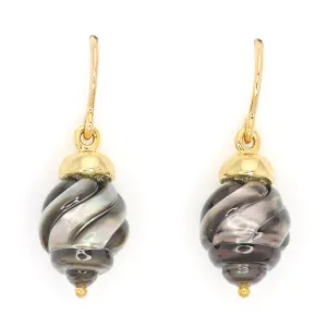 Galatea Carved Tahitian Pearl Earrings