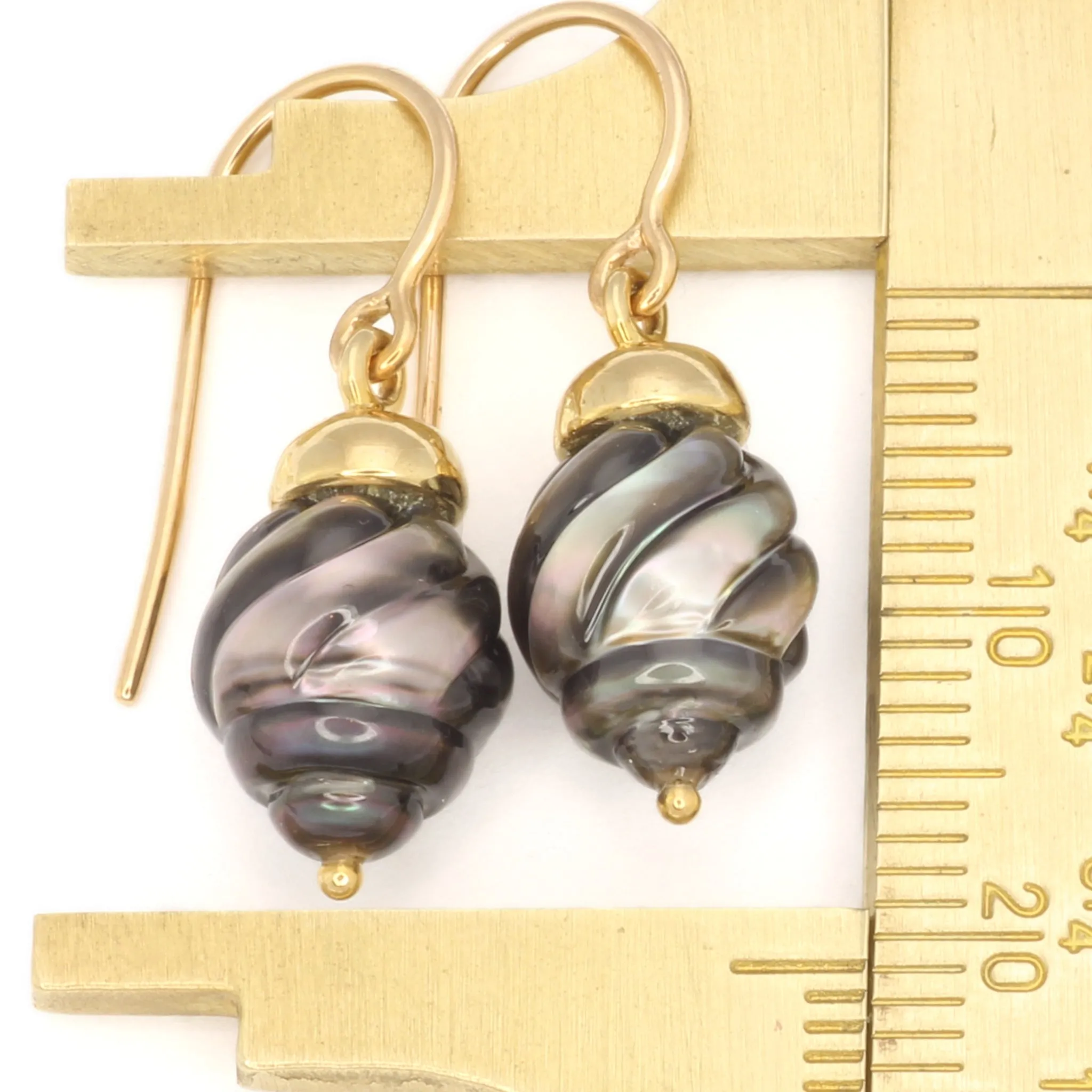 Galatea Carved Tahitian Pearl Earrings