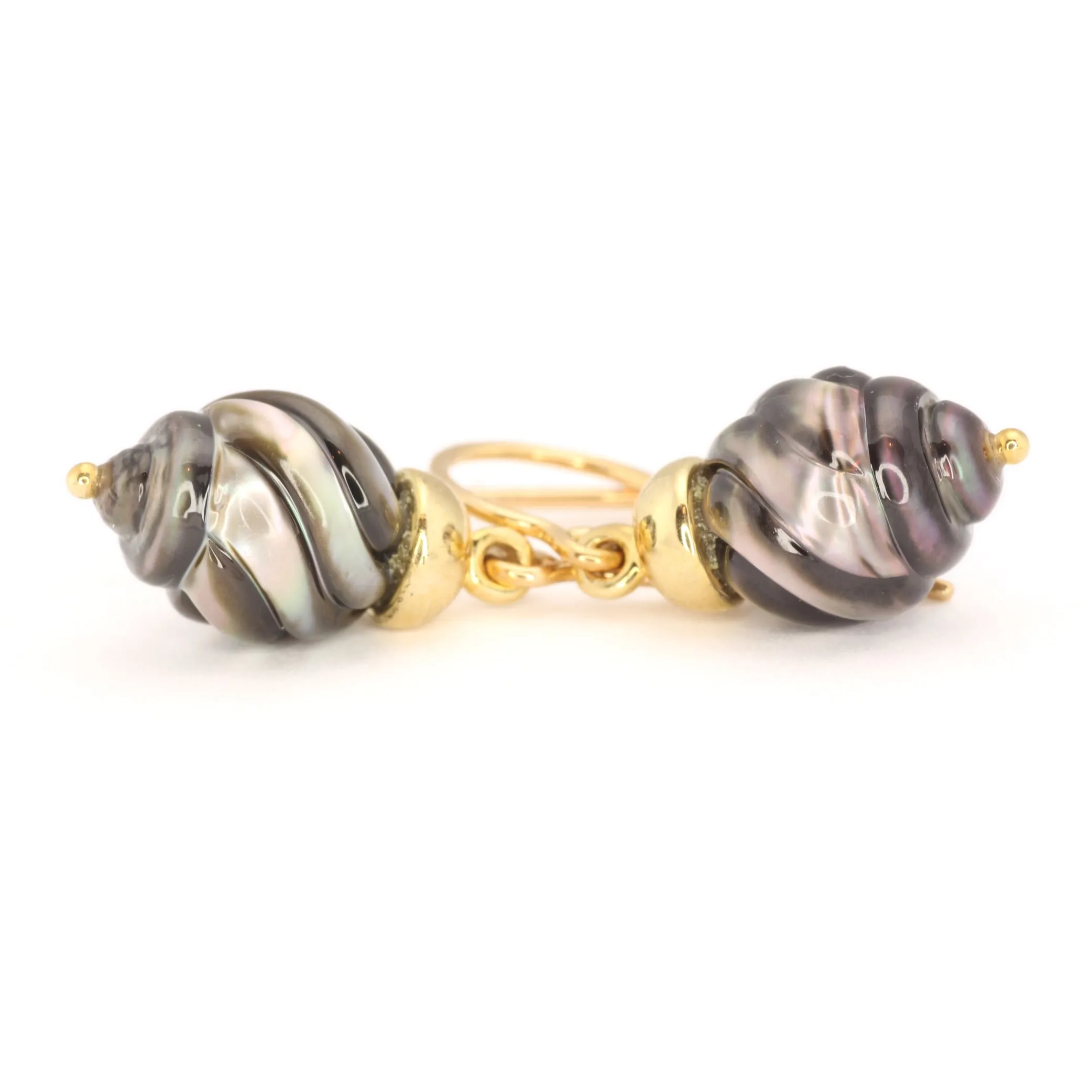 Galatea Carved Tahitian Pearl Earrings