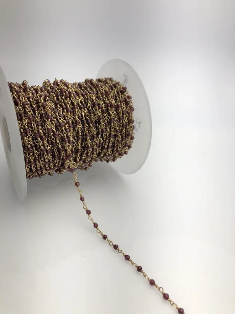 Garnet & 14k Gold Fill Wire by the foot, hand wrapped gemstones, Gold filled made in USA