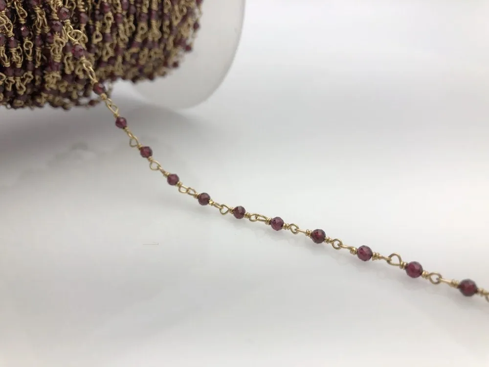 Garnet & 14k Gold Fill Wire by the foot, hand wrapped gemstones, Gold filled made in USA