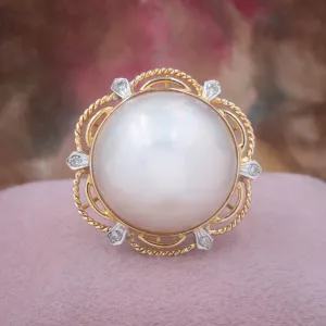 Gem Grade Mabé Pearl Ring c1980