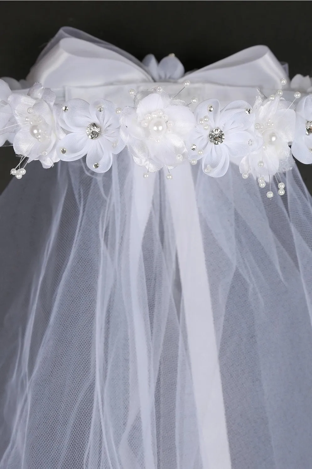 Gem Pearl Flower Crown Veil