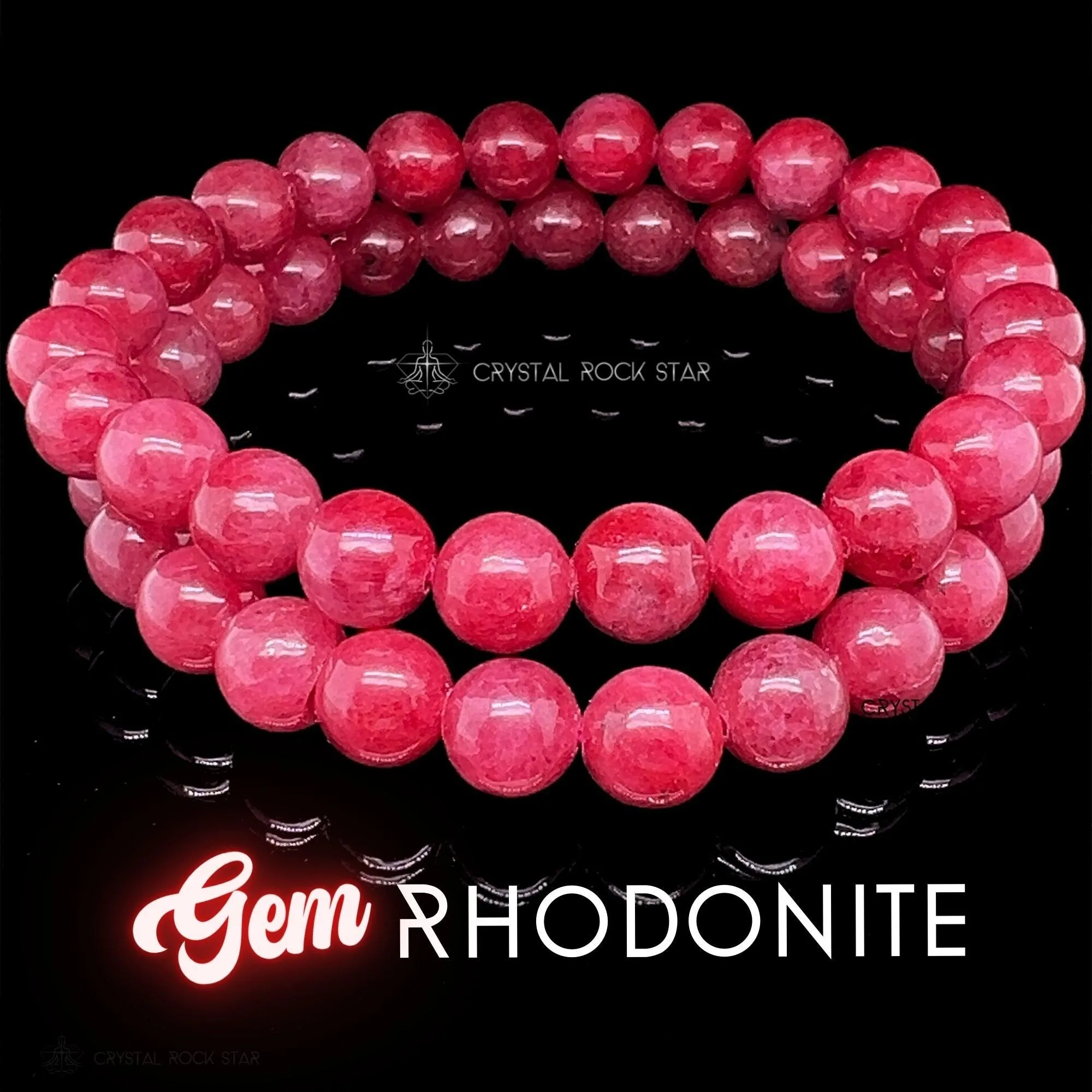Gem Rhodonite A Grade Crystal Bracelet