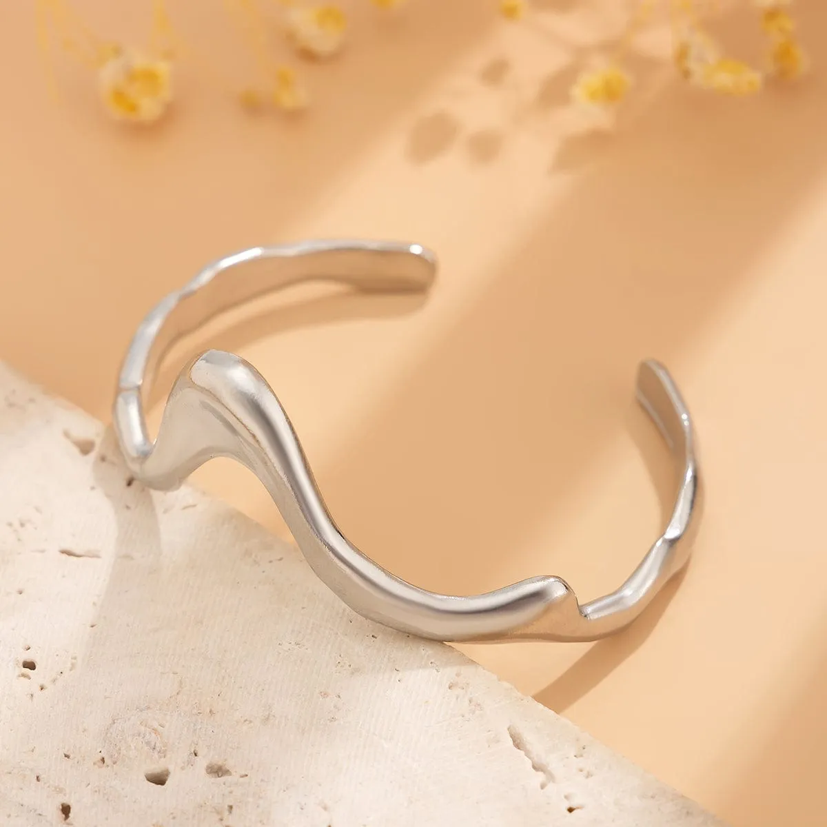Geometric Abstract Flow Water Open Cuff Bracelet