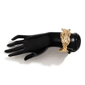 Geometric Gold Silver Plated Irregular Lava Open Cuff Bracelet