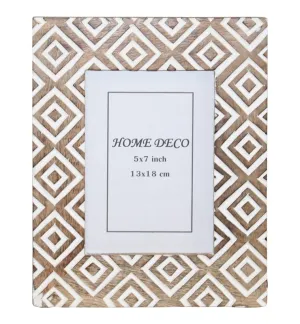 Geometric Hand-carved Mango Wood Picture Frame