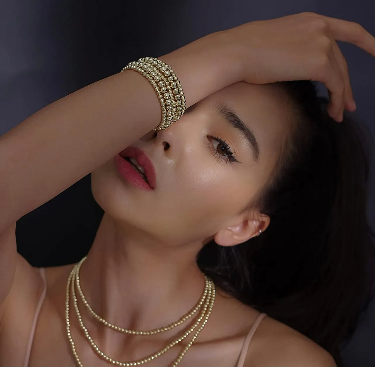 Gigi 14k Gold Plated Beaded Bracelets Set Of 3
