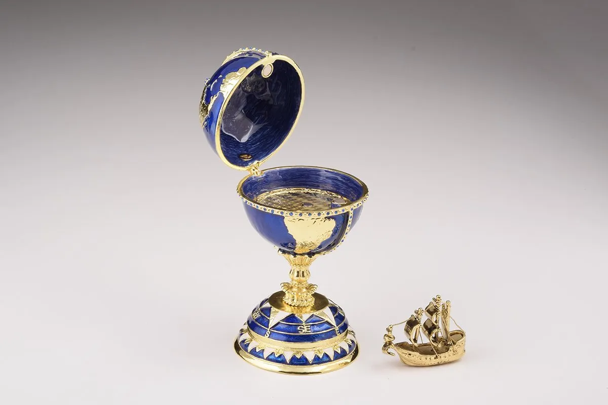 Globe Faberge Egg with Sailing ship