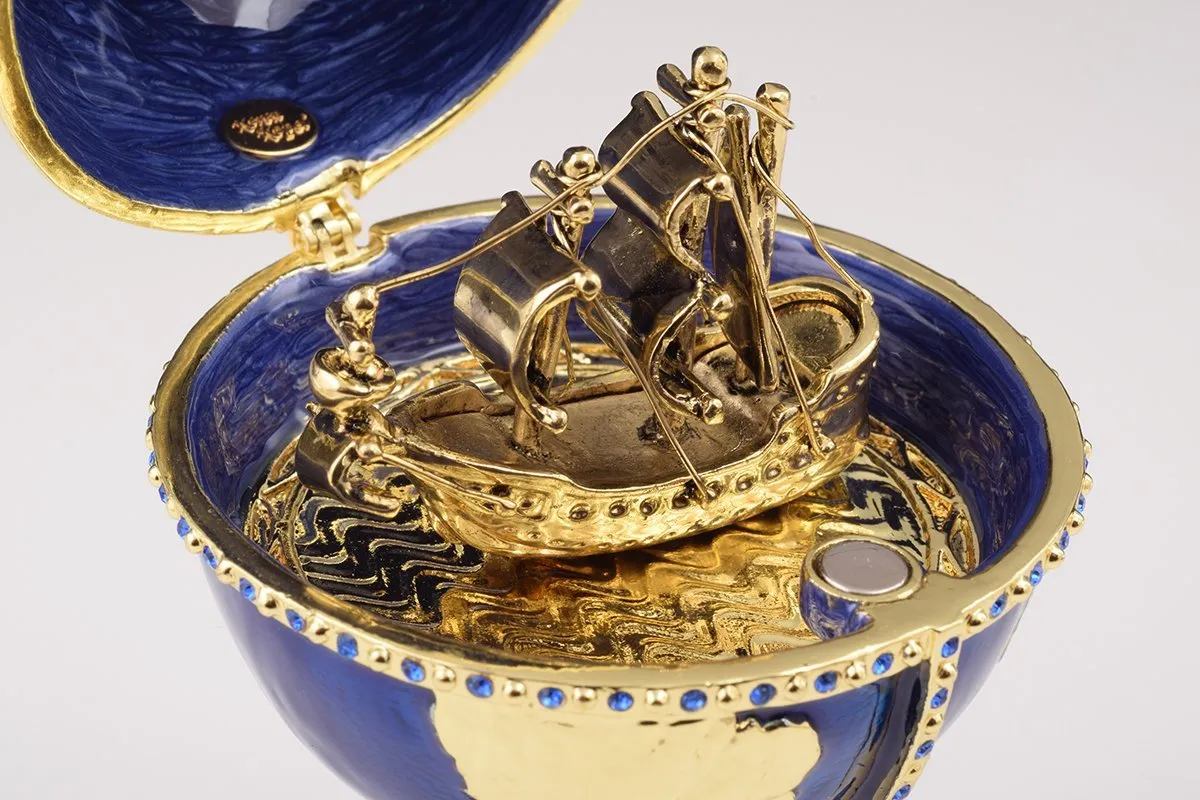 Globe Faberge Egg with Sailing ship