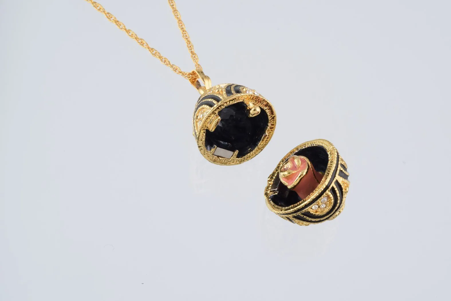 Gold & Black Egg Pendant Necklace