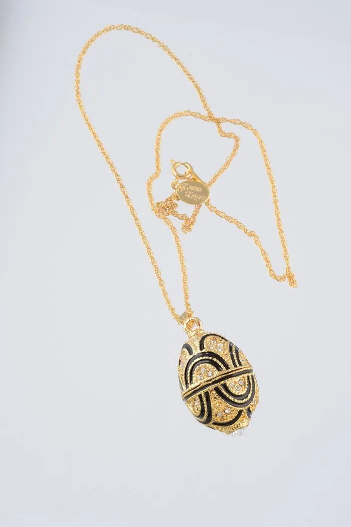 Gold & Black Egg Pendant Necklace