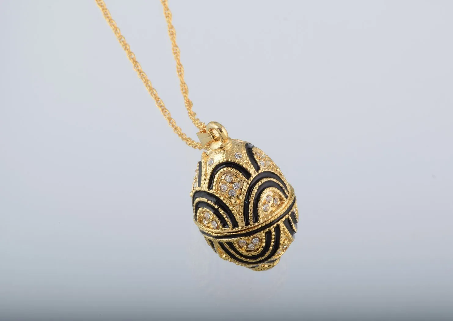 Gold & Black Egg Pendant Necklace