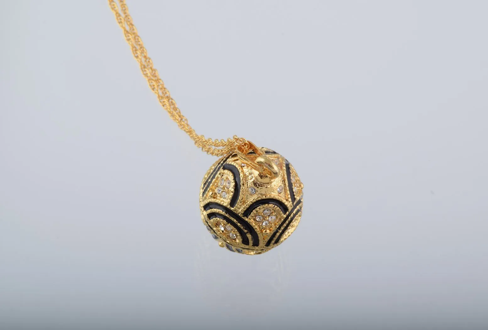 Gold & Black Egg Pendant Necklace