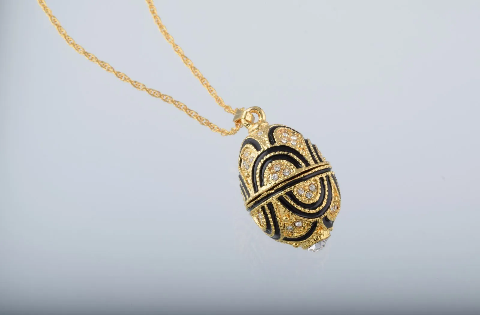 Gold & Black Egg Pendant Necklace