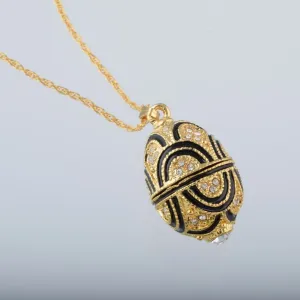 Gold & Black Egg Pendant Necklace