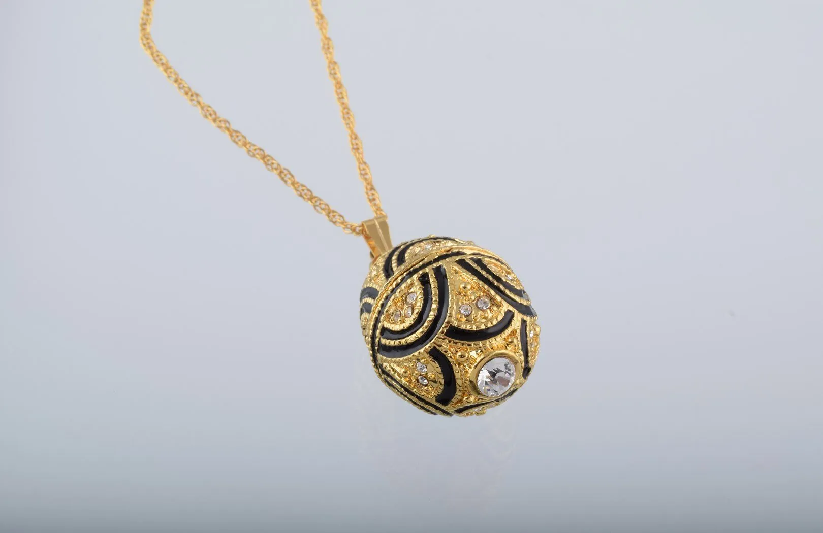 Gold & Black Egg Pendant Necklace