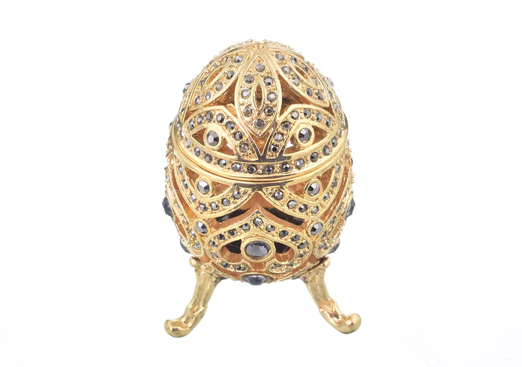 Gold Faberge Egg with Blue Crystals
