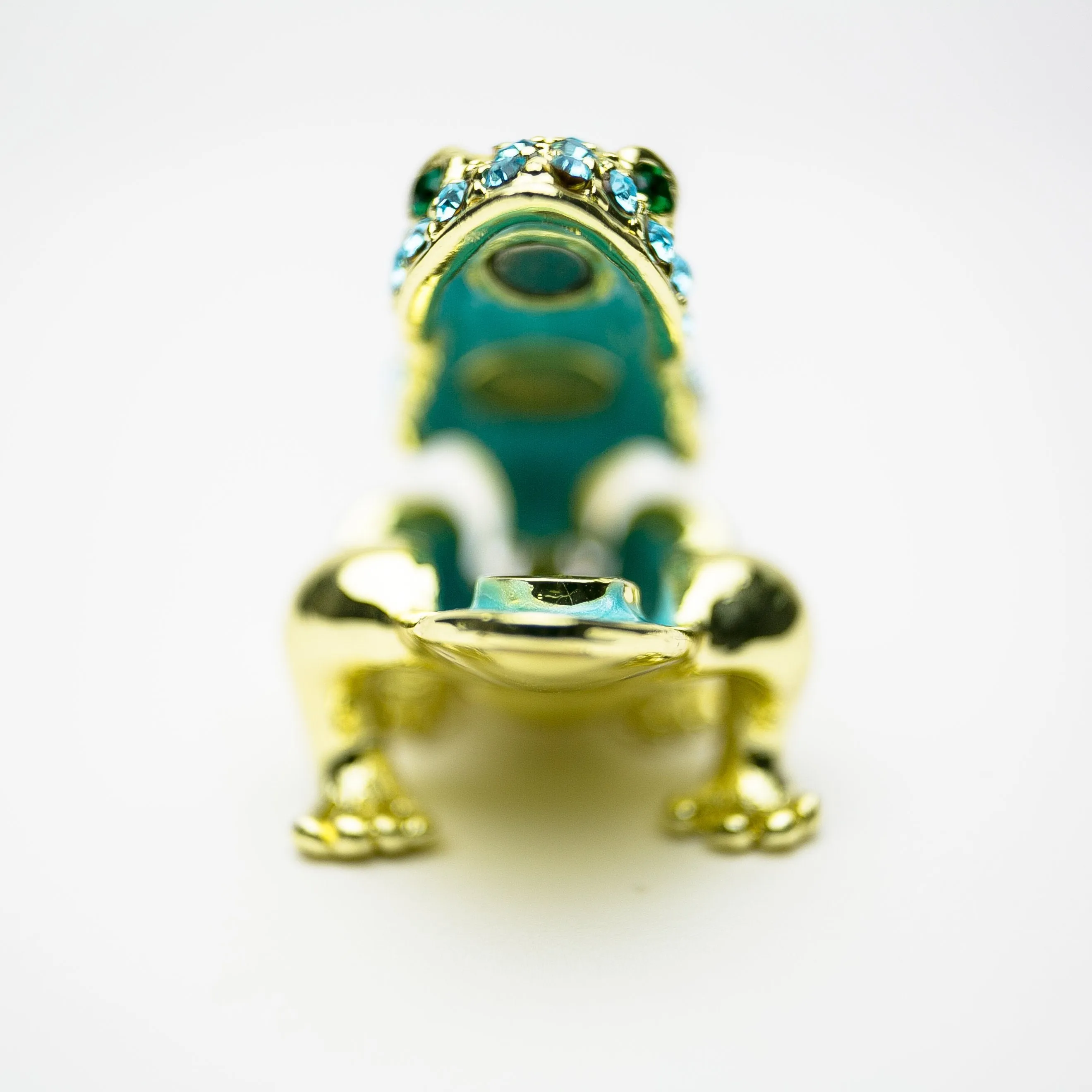 Gold Frog Decorated with Blue Crystals