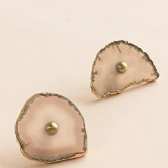 Gold Gilded Agate Stone Brass Cabinet Drawer Knob