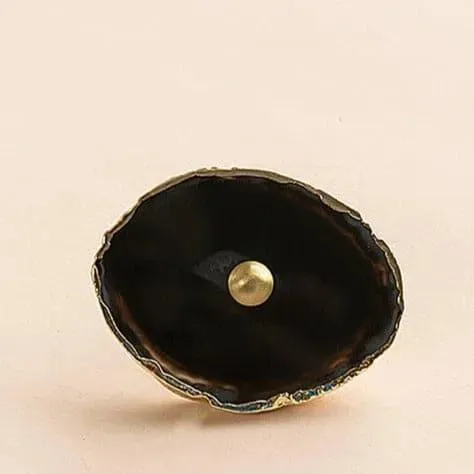 Gold Gilded Agate Stone Brass Cabinet Drawer Knob