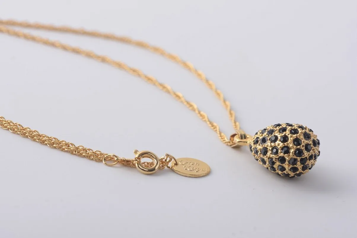 Golden Black Egg Pendant Necklace