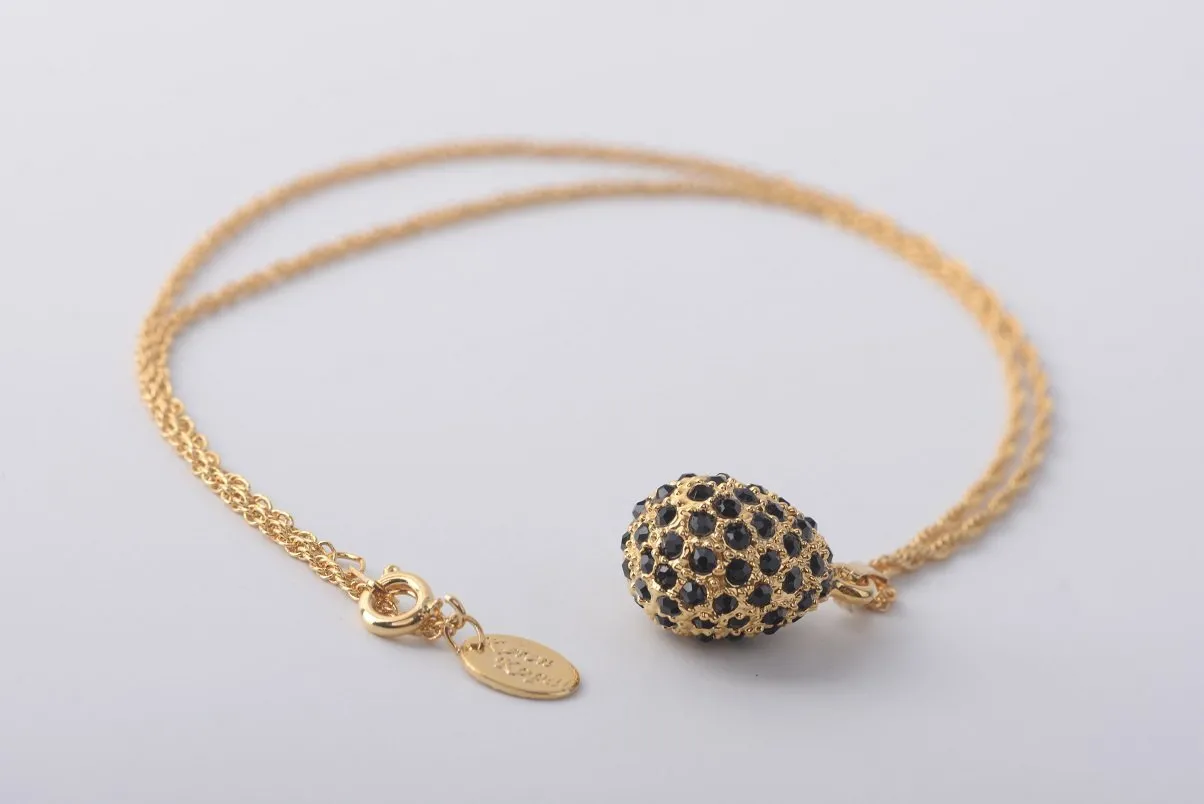 Golden Black Egg Pendant Necklace