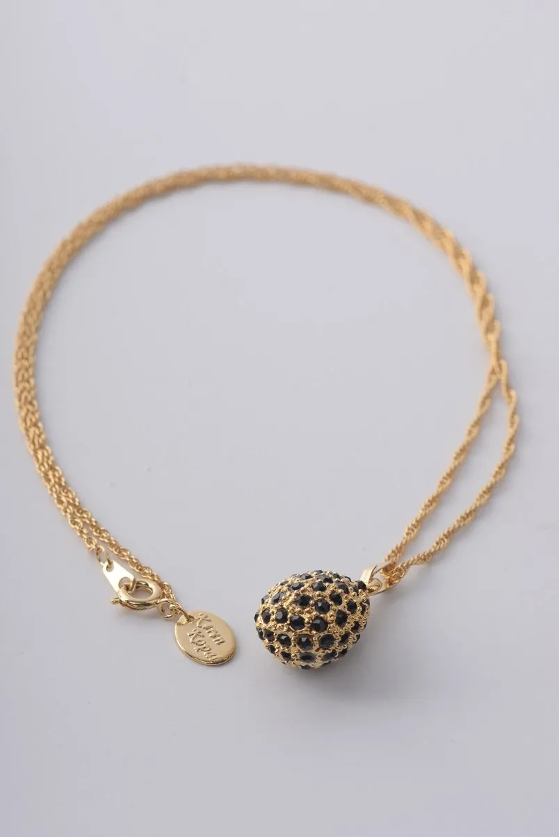 Golden Black Egg Pendant Necklace