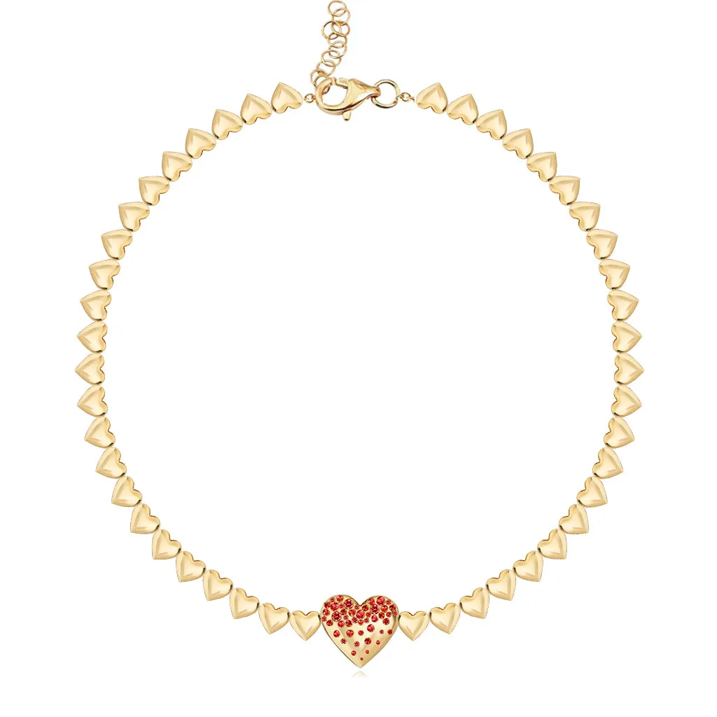 Golden Dripping Scattered Gemstone Hearts Bracelet