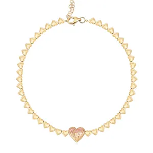 Golden Dripping Scattered Gemstone Hearts Bracelet