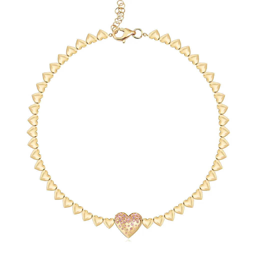 Golden Dripping Scattered Gemstone Hearts Bracelet