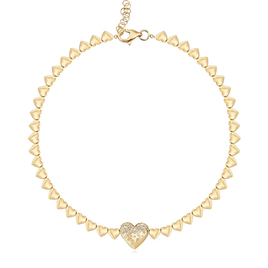 Golden Dripping Scattered Hearts Bracelet