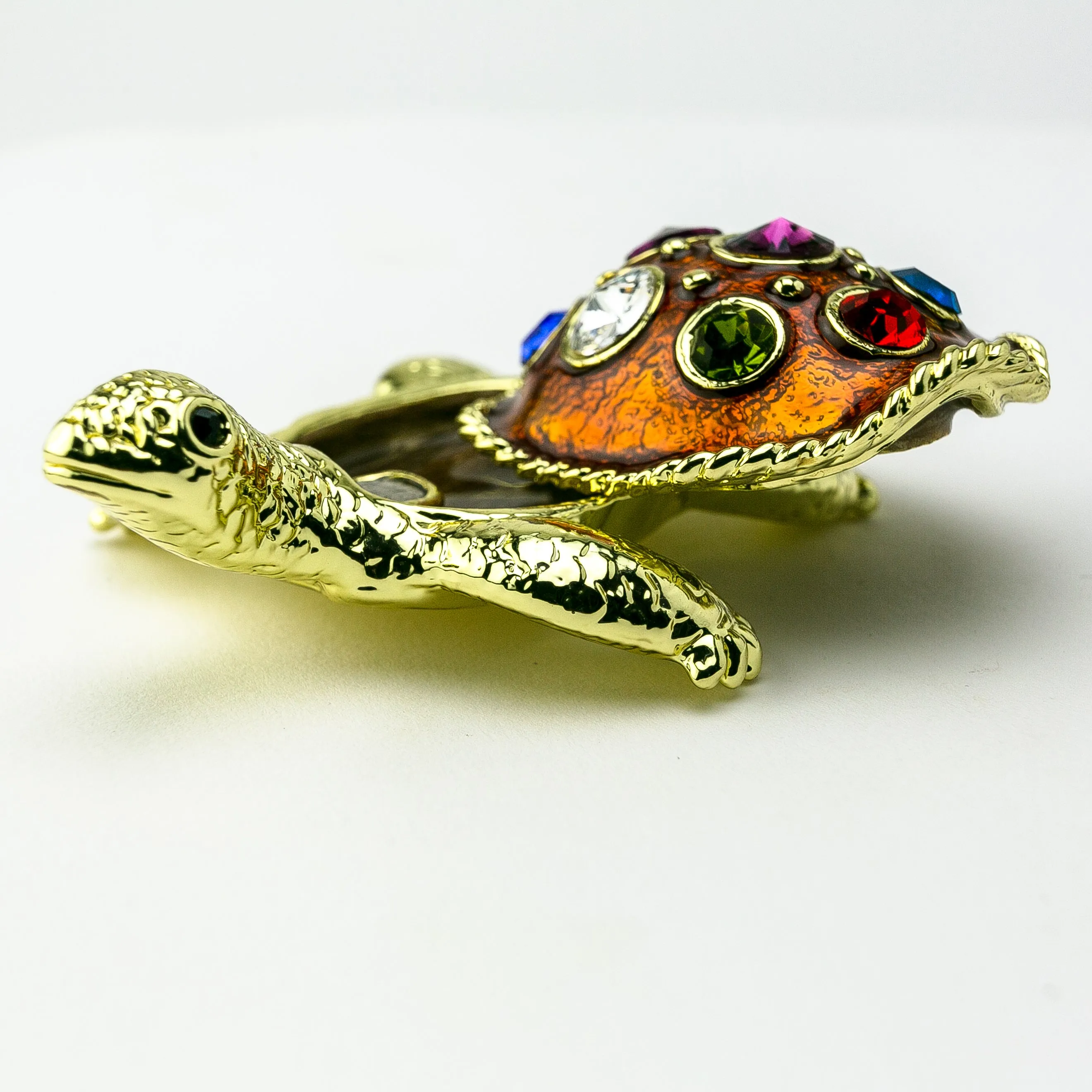Golden Turtle Decorated with Colorful Crystals