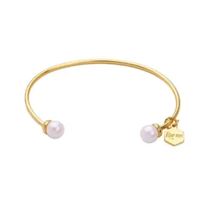 Graciela Pearl Charm Golden Bangle Bracelet