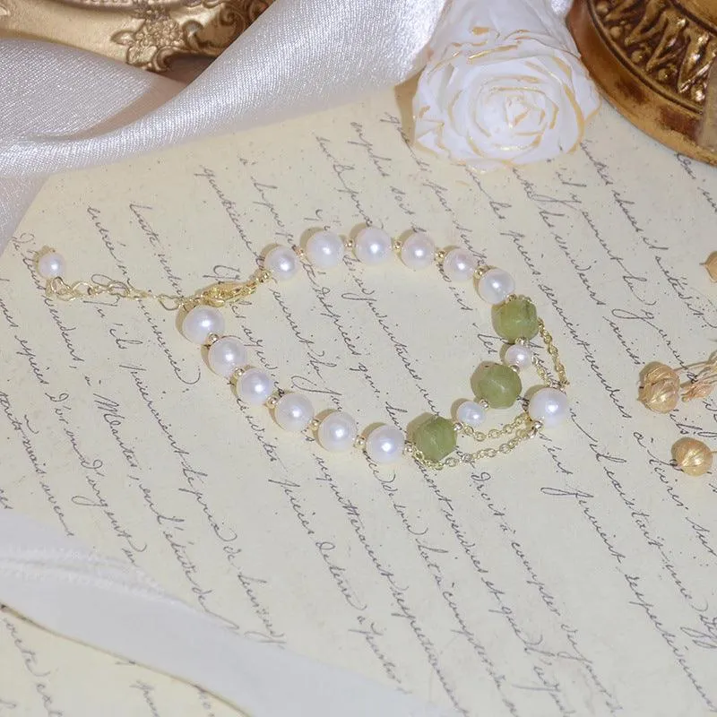Grape Jade and Pearl Bracelet